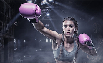 pink, creative, boxing, girl, gloves, woman HD wallpaper
