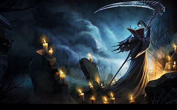 Halloween, Grim Reaper, Video Game, Candle, Cemetery, Holiday, League Of Legends HD wallpaper