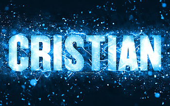 Happy Birtay Cristian, , blue neon lights, Cristian name, creative, Cristian Happy Birtay, Cristian Birtay, popular american male names, with Cristian name, Cristian HD wallpaper