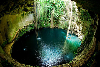 Cenote Waterfall Cave in Mexico, Mexico, Waterfalls, Rocks, Caves, Nature, Cenotes HD wallpaper