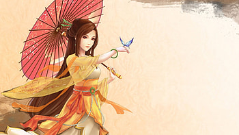 Butterfly Kisses, girl, anime, butterfly, fantasy HD wallpaper