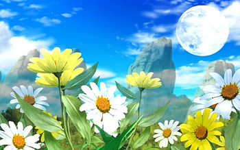 Beautiful Flowers, sky, flowers, moon, art HD wallpaper