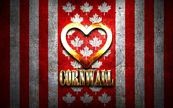 I Love Cornwall, canadian cities, golden inscription, Day of Cornwall, Canada, golden heart, Cornwall with flag, Cornwall, favorite cities, Love Cornwall HD wallpaper