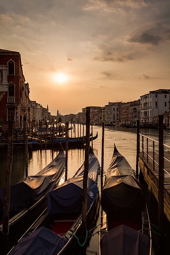 Cities, Sun, Building, Boat, Channel HD phone wallpaper