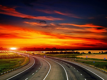 Landscape, Sunset, Roads HD wallpaper