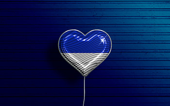 I Love Bochum, , realistic balloons, german cities, blue wooden background, flag of Bochum, Germany, balloon with flag, Bochum flag, Bochum, Day of Bochum HD wallpaper