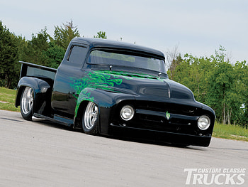 56 F 100, 56, custom, pick up, flames HD wallpaper