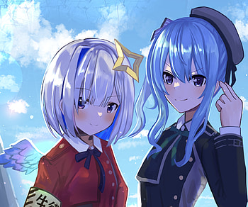 Amane Kanata & Hoshimachi Suisei, hololive, Hoshimachi Suisei, Amane Kanata, Anime, Virtual Youtuber HD wallpaper