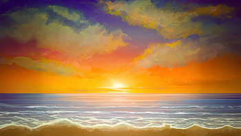 Golden Sunset Over Tranquil Waves, nature, sunset, clouds, artist, artwork, art, digital-art, artstation HD wallpaper