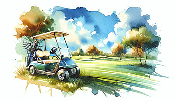 Golf Cart Illustration, golf cart, golf, landscape, nature HD wallpaper