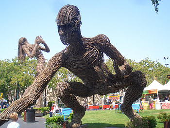 Sculpture Man, wire, art, metal, sculpture, large HD wallpaper