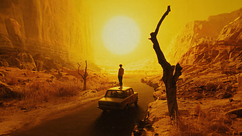 A Lone Traveler Odyssey Through Sun Scorched Canyons, alone, artist, artwork, digital-art HD wallpaper