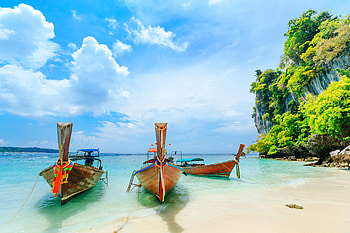 Tropical island, Boats, Thailand, Summer, Shore, Sea HD wallpaper