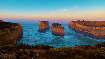 Port Campbell National Park, Australia, sea, sky, rocks, sunset, clouds HD wallpaper