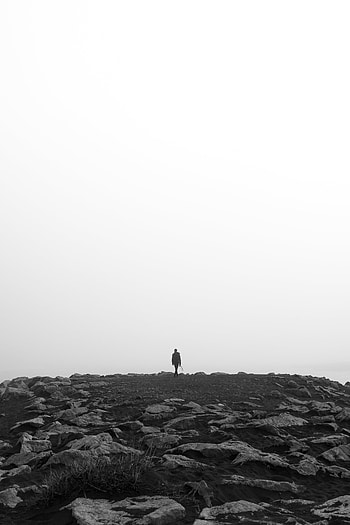 Stones, Horizon, Seclusion, Privacy, Minimalism, Bw, Chb, Loneliness HD phone wallpaper