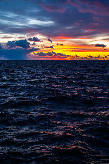 Nature, Sunset, Sky, Waves, Horizon HD phone wallpaper