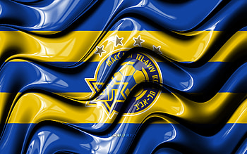 Maccabi Tel Aviv flag, , blue and yellow 3D waves, Ligat ha Al, Israeli football club, Maccabi Tel Aviv, football, Maccabi Tel Aviv logo, soccer, Maccabi Tel Aviv FC, Israel HD wallpaper