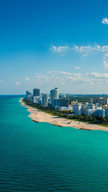 Miami Beach Skyline, South Beach scenery, Tropical landscapes, Palm trees HD phone wallpaper
