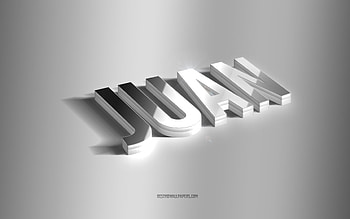 Juan, silver 3d art, gray background, with names, Juan name, Juan greeting card, 3d art, with Juan name HD wallpaper
