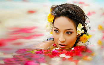 Women of the World, swimming, graphy, beautiful, flowers, girl, serene, woman HD wallpaper