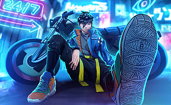 Neon City Biker Boy , artist, artwork, neon, artstation HD wallpaper