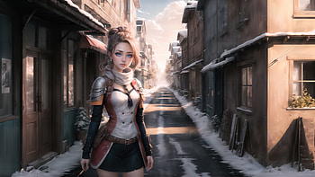 Frosty Fantasia Anime Girl Immersed In Winters Delight, anime-girl, anime, artist, artwork, digital-art, deviantart HD wallpaper