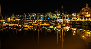 Harbor Lowestoft England, night, lowestoft, england, harbor, lights HD wallpaper