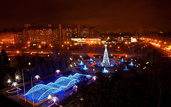 Christmas Lights in Ukraine, nature, lights, christmas, cityscapes HD wallpaper