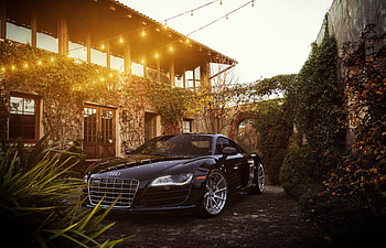 Black, Audi R8 V10, sports car HD wallpaper
