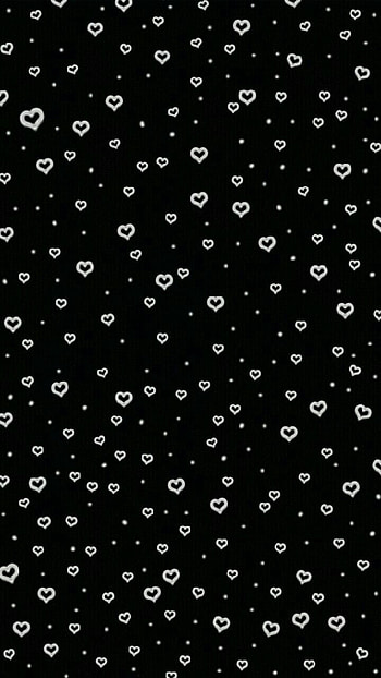 White hearts, art, black, cute HD phone wallpaper
