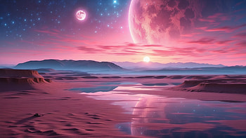 Purple Moon, planet, mountain, night, sky, space HD wallpaper