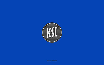 Karlsruher SC, blue background, German football team, Karlsruher SC emblem, Bundesliga 2, Germany, football, Karlsruher SC logo HD wallpaper