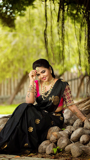 Shalu Shamu, tamil actress, saree lover HD phone wallpaper