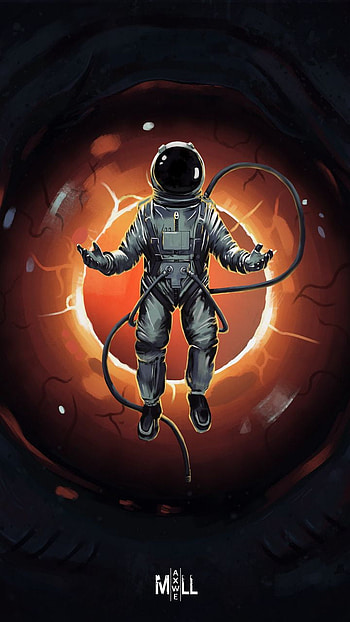 cosmonaut_spacesuit, orange, black, eyes, cosmonaut, space, astronot HD phone wallpaper