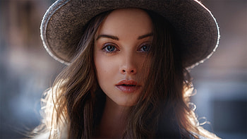ღ, model, girl, hat, brunette HD wallpaper