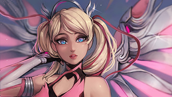 Pink Mercy Overwatch Artwork, mercy-overwatch, overwatch, games, xbox-games, ps-games, pc-games, artist, artwork, digital-art, deviantart HD wallpaper