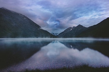 Nature, Mountains, Clouds, Lake, Fog, Russia, Altai HD wallpaper