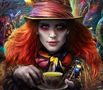 Mad Hatter, omrikoresh, art, man, cup, omri koresh, fantasy, face, wonderland, luminos HD wallpaper