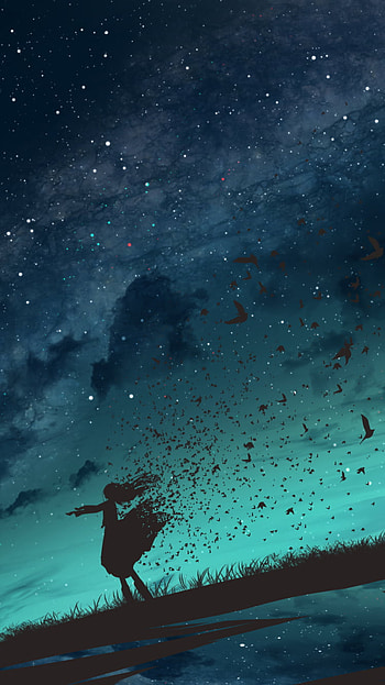 Celestial Breeze – Original Anime Nightscape, Anime, Original HD phone wallpaper