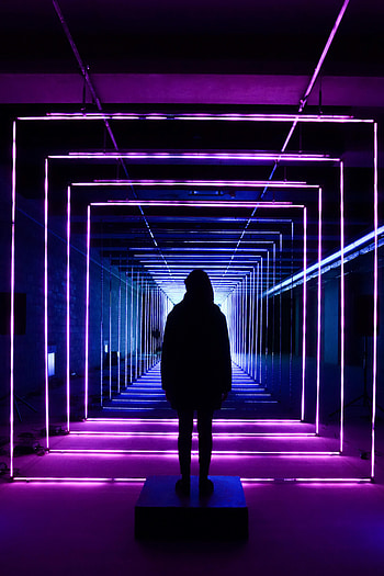 Dark, Silhouette, Neon, Space, Geometric, Deepening, Recess HD phone wallpaper
