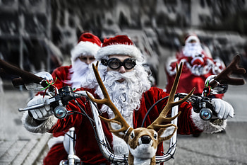 :D, man, santa, craciun, christmas, motorcycle, bike, funny HD wallpaper