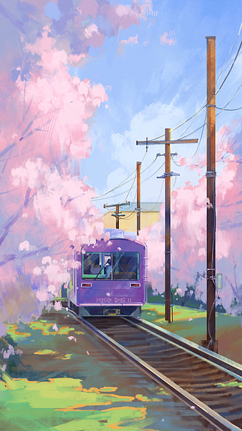 Art, Paint, Rails, Train HD phone wallpaper