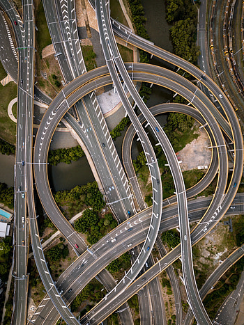 Architecture, highway, bridge, aerial view HD phone wallpaper