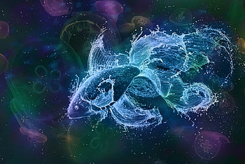 Zodiac ~ Pisces, blue, summer, purple, pisces, zodiac, fantasy, fish, vera orlova HD wallpaper