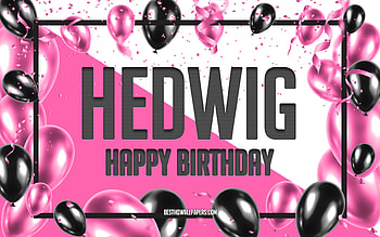 Happy Birtay Hedwig, Birtay Balloons Background, Hedwig, with names, Hedwig Happy Birtay, Pink Balloons Birtay Background, greeting card, Hedwig Birtay HD wallpaper
