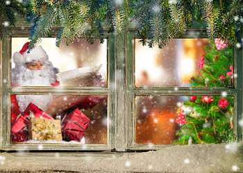 Santa's coming, holisday, s snowfall, window, gifts, snowflake, decoration, christmas, branches, santa HD wallpaper