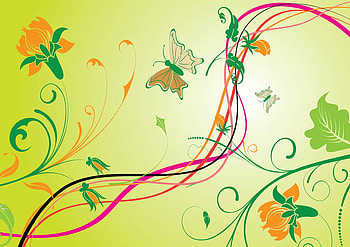 NATURE VECTOR, butterflies, vines, vector, nature, flowers HD wallpaper