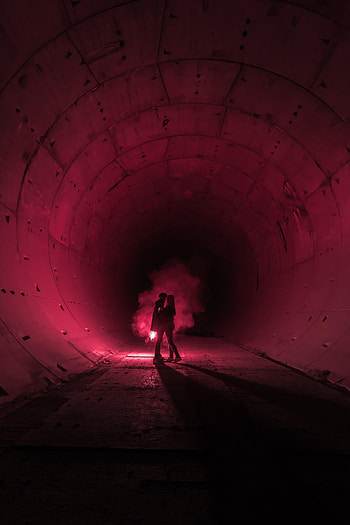Pink, Love, Dark, Silhouette, Colored Smoke, Coloured Smoke, Tunnel HD phone wallpaper