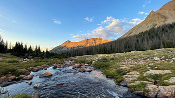 Sunset by Priord Lake - Uinta Mountains, Utah, usa, clouds, landscape, trees, sky, forest, rocks HD wallpaper