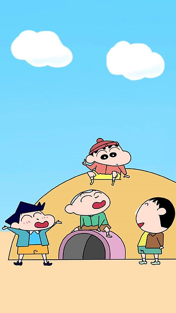 Shinchan friends, cloud, sky, funny, shin HD phone wallpaper